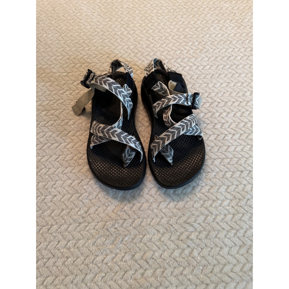 Chaco Z Cloud 2 Womens 5 Black White Chevron Strappy Toe Loop Hiking Sandals